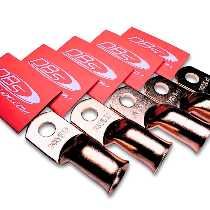 2/0 Gauge Copper Lug Ring Terminals with 5/16" Hole - DBs Red Heat Shrink