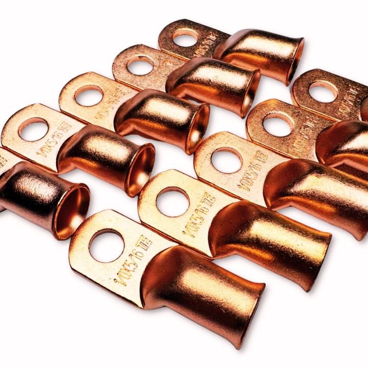 1/0 Gauge Copper Ring Terminal Lug with 5/16" Hole - 10 Pieces