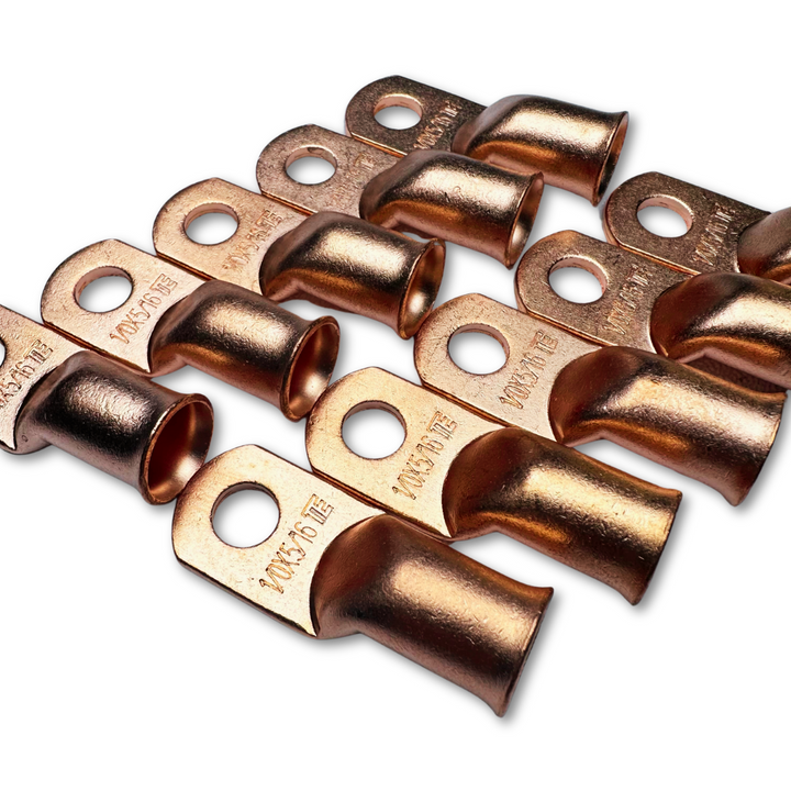 1/0 Gauge 100% OFC Copper Ring Terminal Lug with 5/16" Hole - 10 Pieces