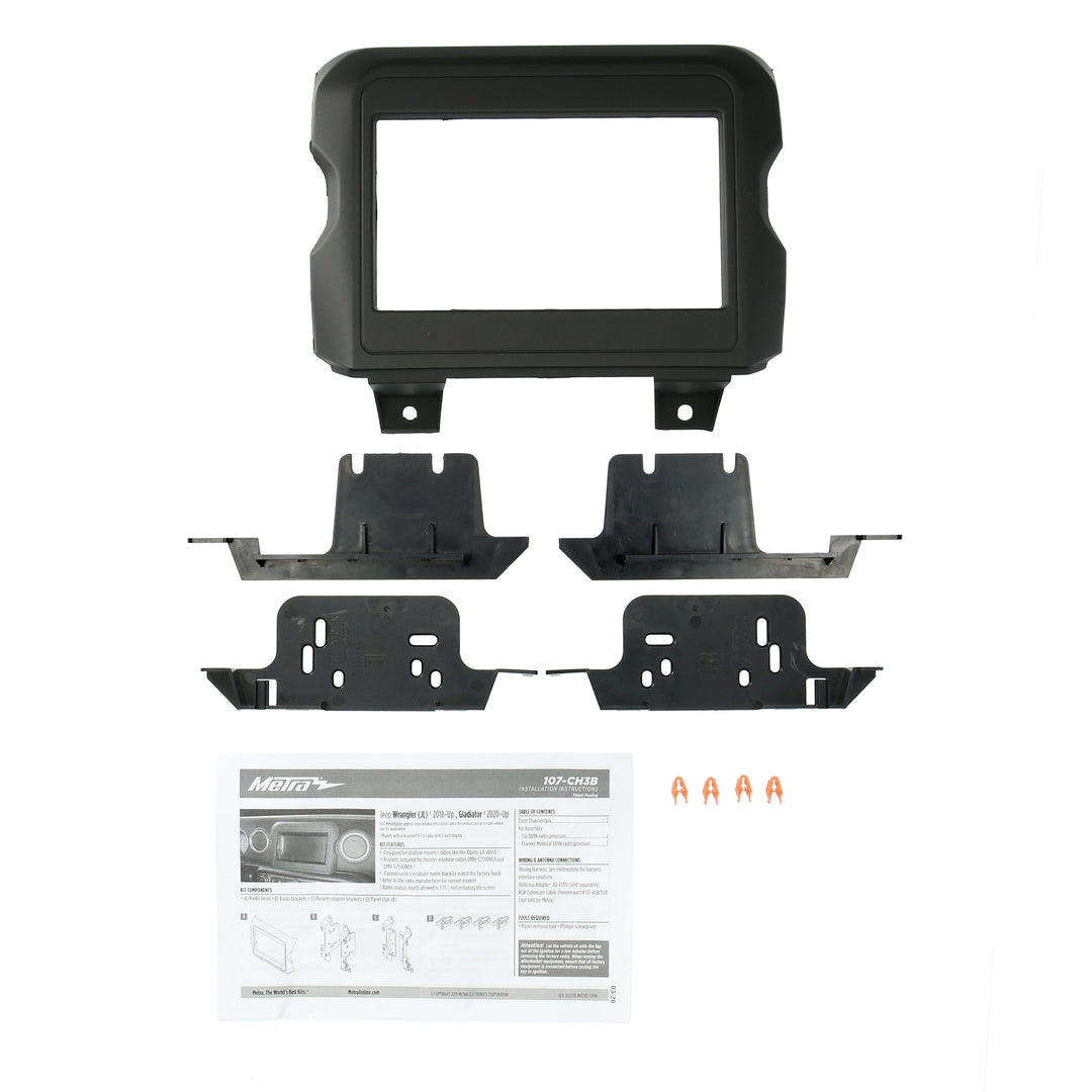 Metra 107-CH3B Double-Din Dash Kit - Fits 2018-2023 Jeep Wrangler JL or 2020-2023 Gladiator JT