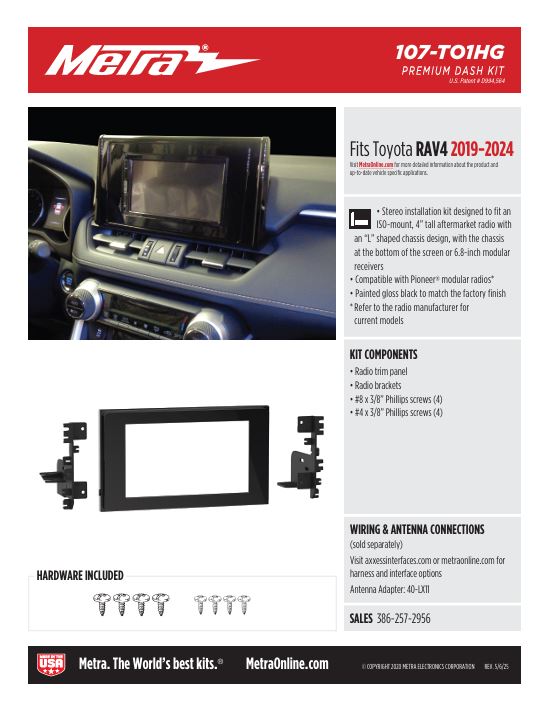 Metra 107-TO1HG Double-Din Radio Dash Kit - Fits 2019-2024 Toyota RAV4 Vehicles