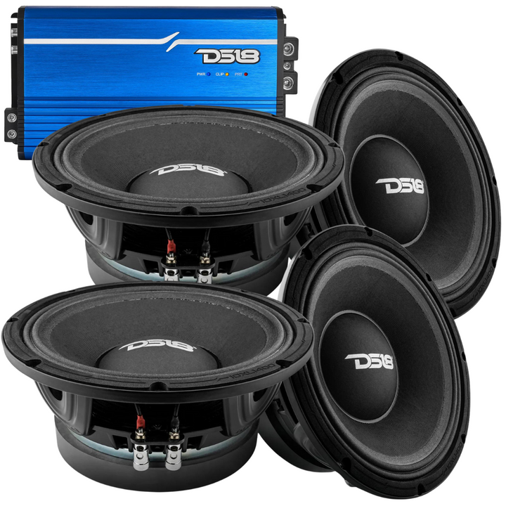 DS18 Package Deal - 4x 10XL1400-4 10" Mid-Range Loudspeakers + 1x FRP-3.5K 1-Channel Amplifier