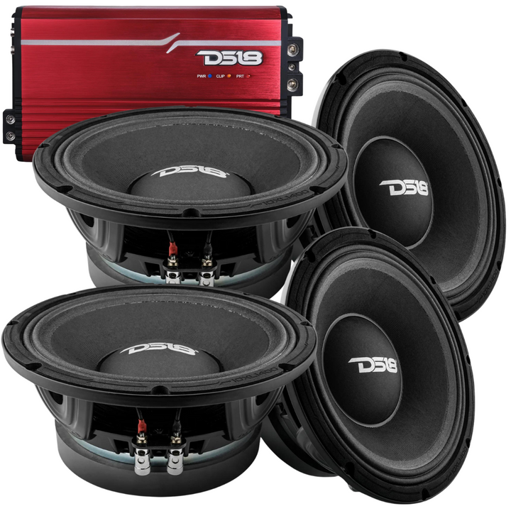 DS18 Package Deal - 4x 10XL1400-4 10" Mid-Range Loudspeakers + 1x FRP-3.5K 1-Channel Amplifier