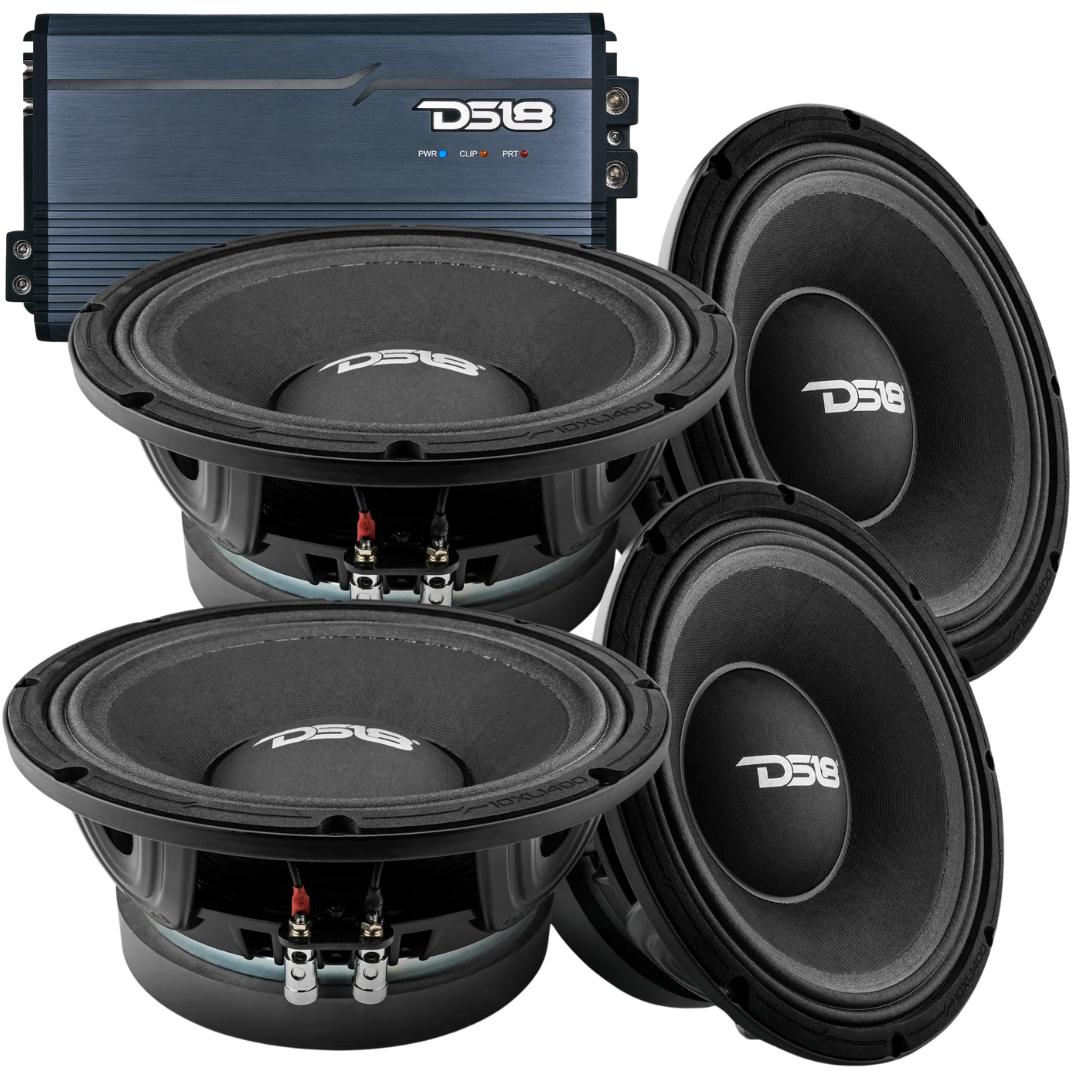 DS18 Package Deal - 4x 10XL1400-4 10" Mid-Range Loudspeakers + 1x FRP-3.5K 1-Channel Amplifier