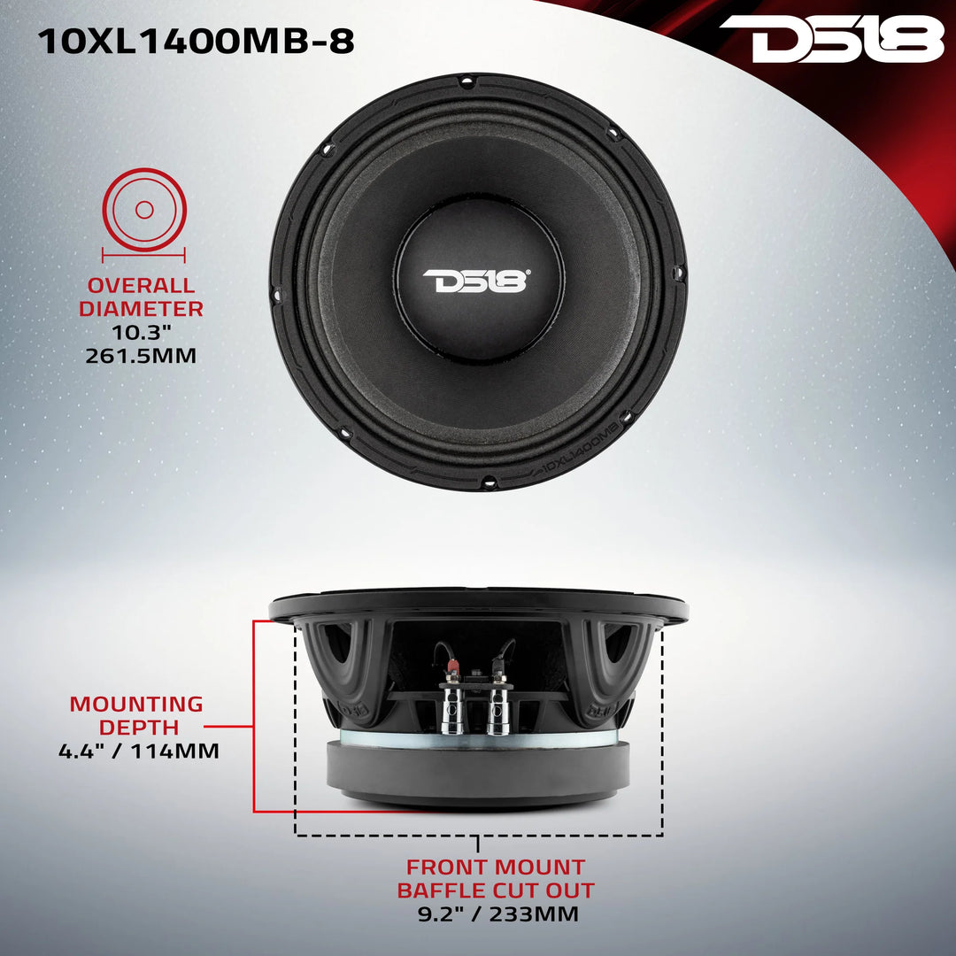 DS18 10XL1400MB-8 10" Mid-Bass Loudspeaker - 700 Watts Rms 8-ohm
