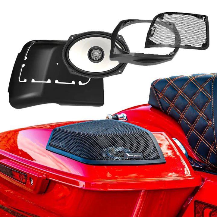 Diamond Audio Cut-In Lid Kit with HXM69F2 6x9" Coaxial Speakers - Fits 2014-2023 Harley Davidson
