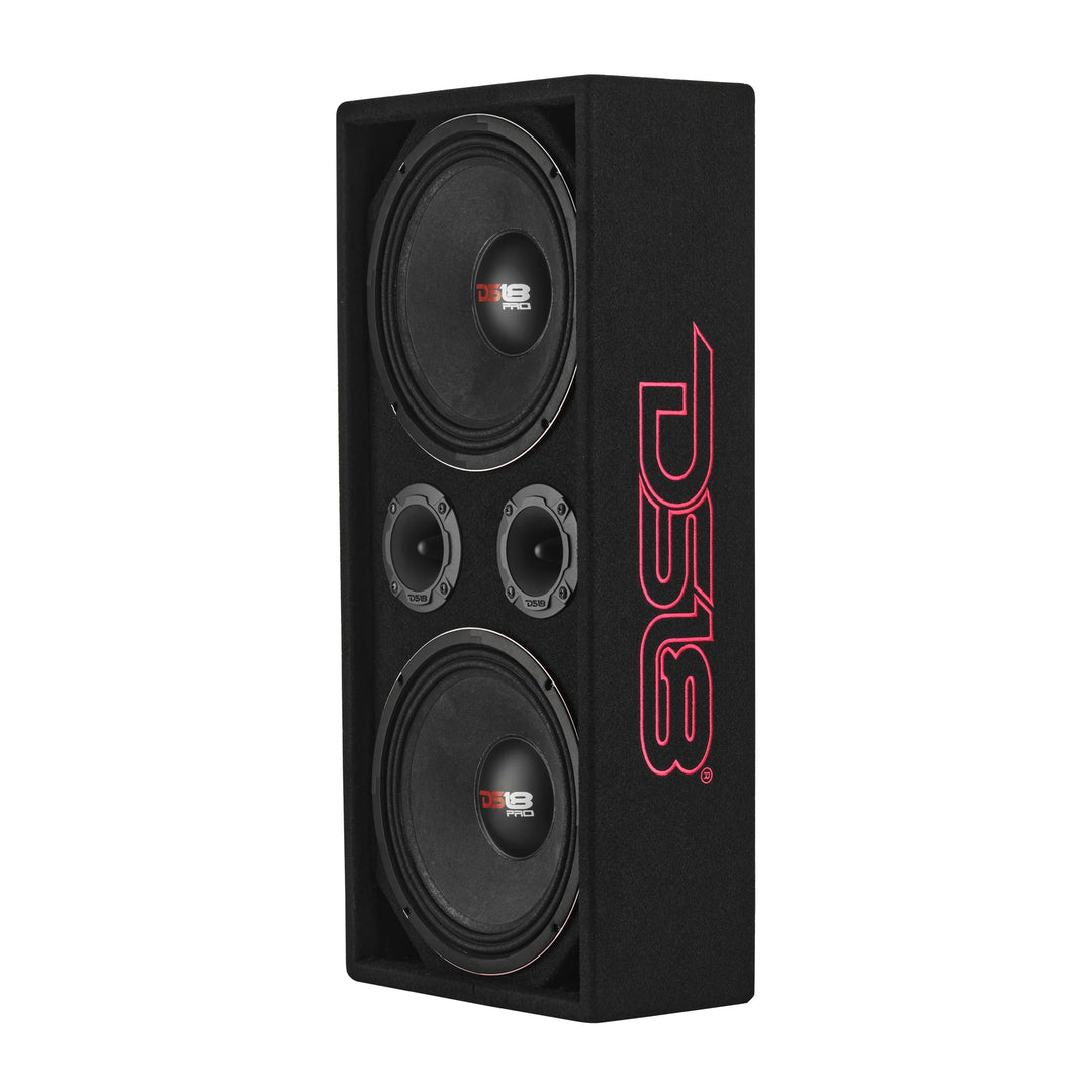 DS18 Loaded Voceteo Enclosure with Dual 10" Speakers, Dual 3.78" Tweeters, Amplifier & Speakon Cable