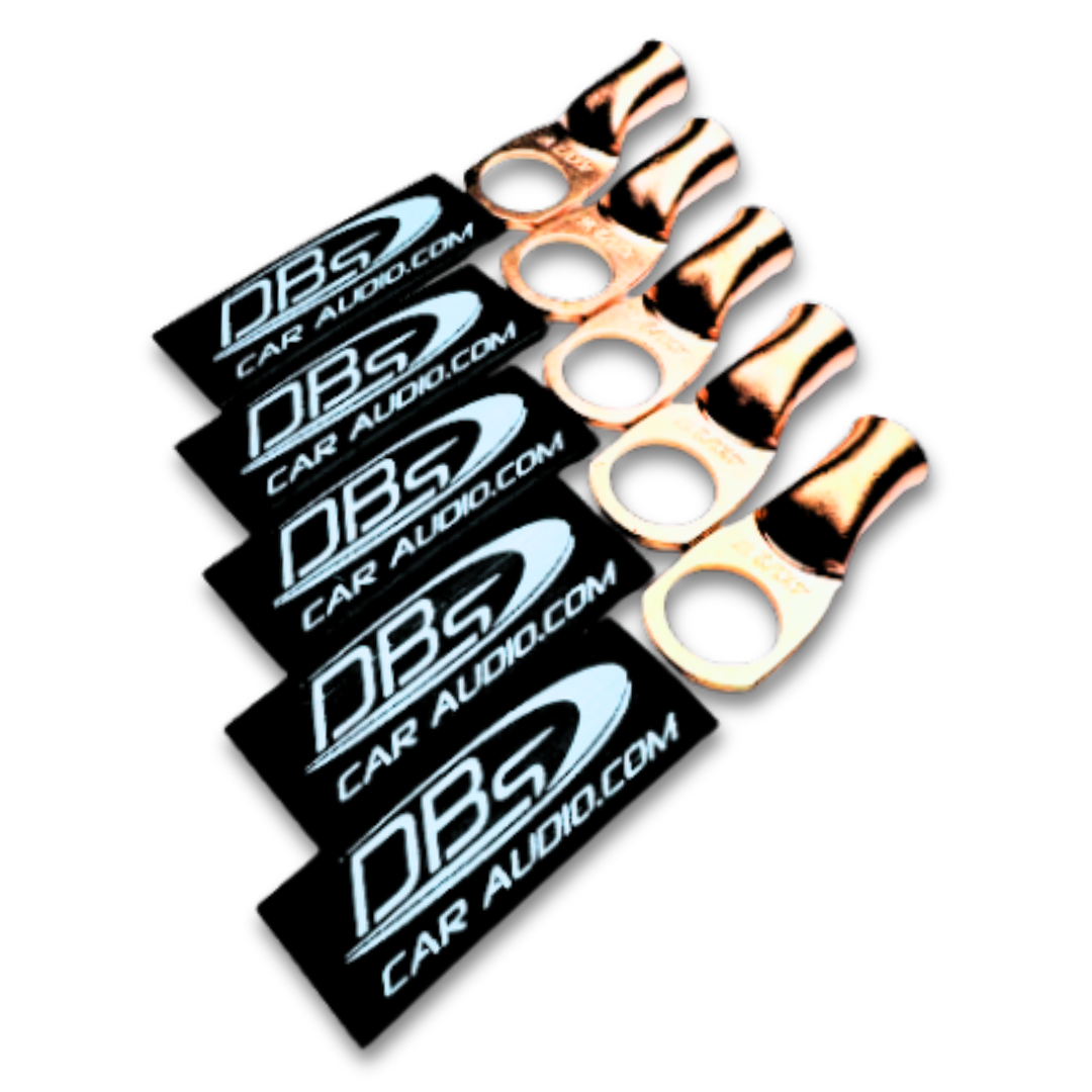 Terminales de anillo de cobre 100% OFC calibre 4 con orificio de 1/2" - Termocontraíble para audio de automóvil DBs negro - 10 piezas