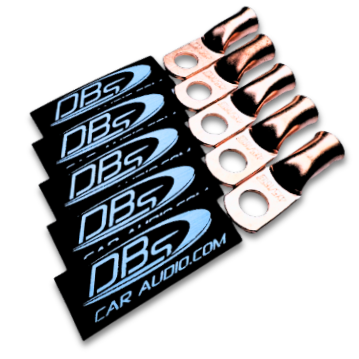 Terminales de anillo de cobre 100% OFC calibre 4 con orificio de 5/16" - Termocontraíble para audio de automóvil DBs negro - 10 piezas