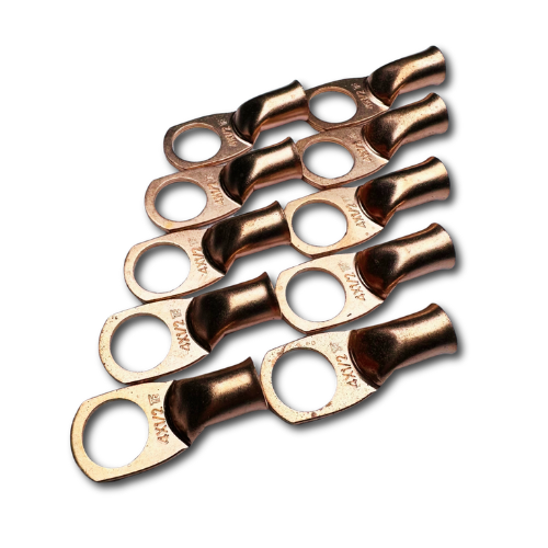 Terminal de anillo de cobre 100% OFC calibre 4 con orificio de 1/2" - 10 piezas