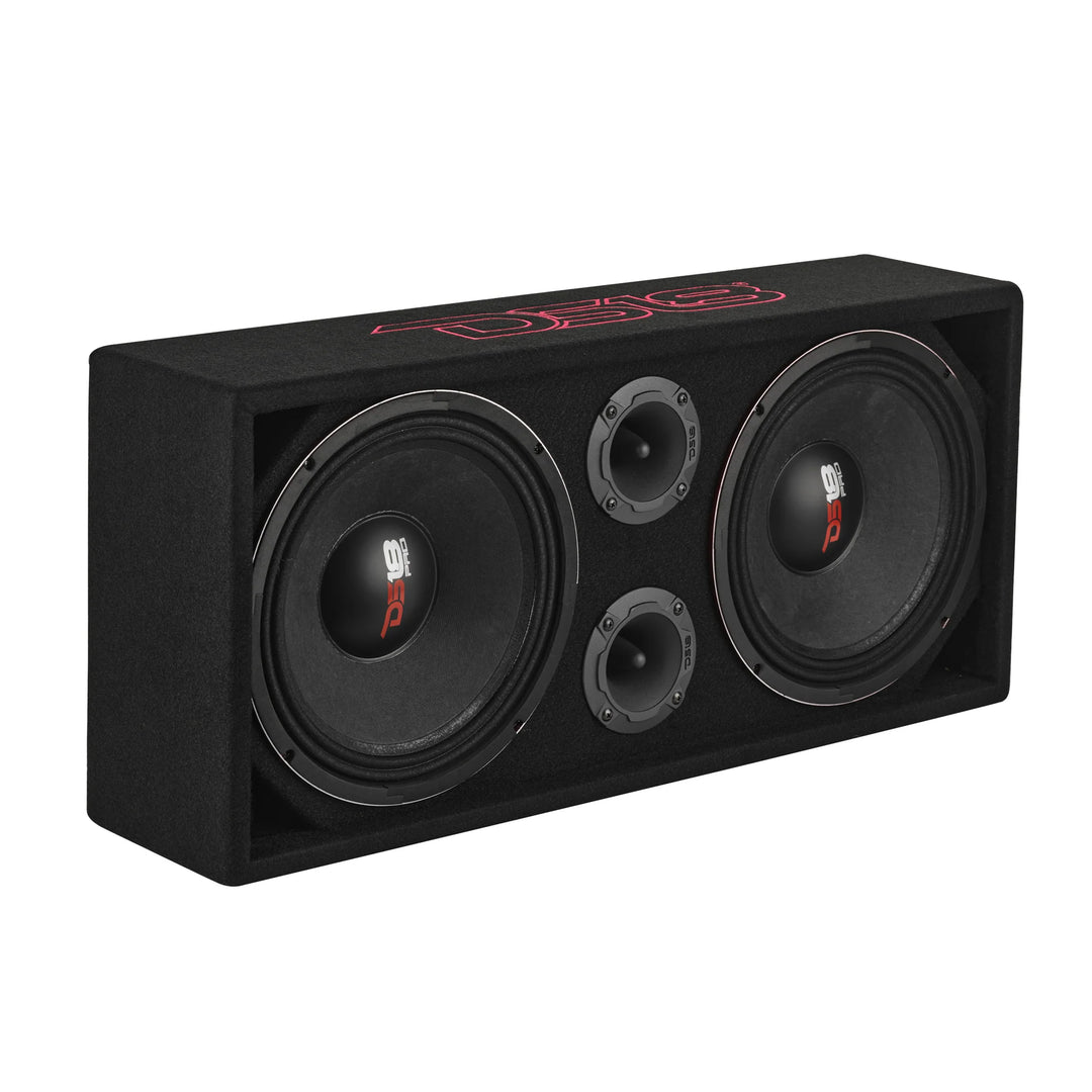 DS18 Loaded Voceteo Enclosure with Dual 10" Speakers, Dual 3.78" Tweeters, Amplifier & Speakon Cable