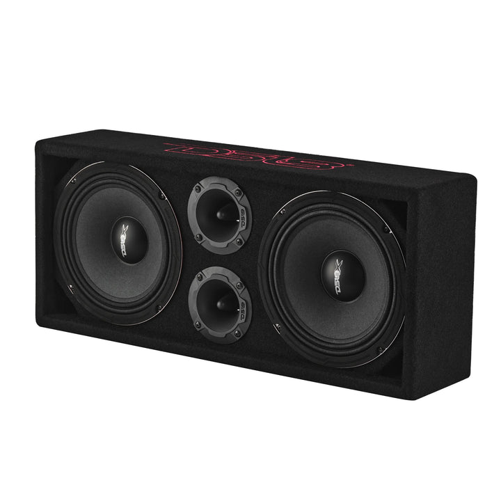 DS18 Loaded Voceteo Enclosure with Dual 8" Speakers, Dual 3.78" Tweeters, Amplifier & Speakon Cable