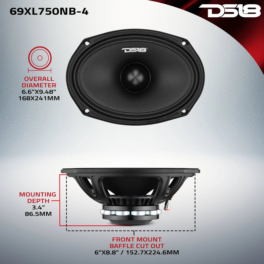 DS18 69XL750NB-4 6x9" Mid-Range Loudspeaker - 375 Watts Rms 4-ohm