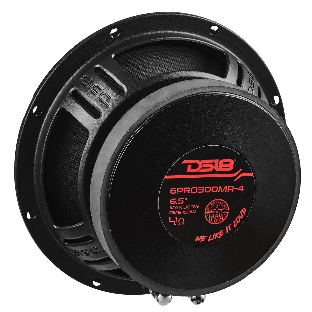 DS18 6PRO300MR-4 6.5" Mid-Range Loudspeaker with Classic Dust Cap and 1.25" Voice Coil - 150 Watts Rms 4-ohm