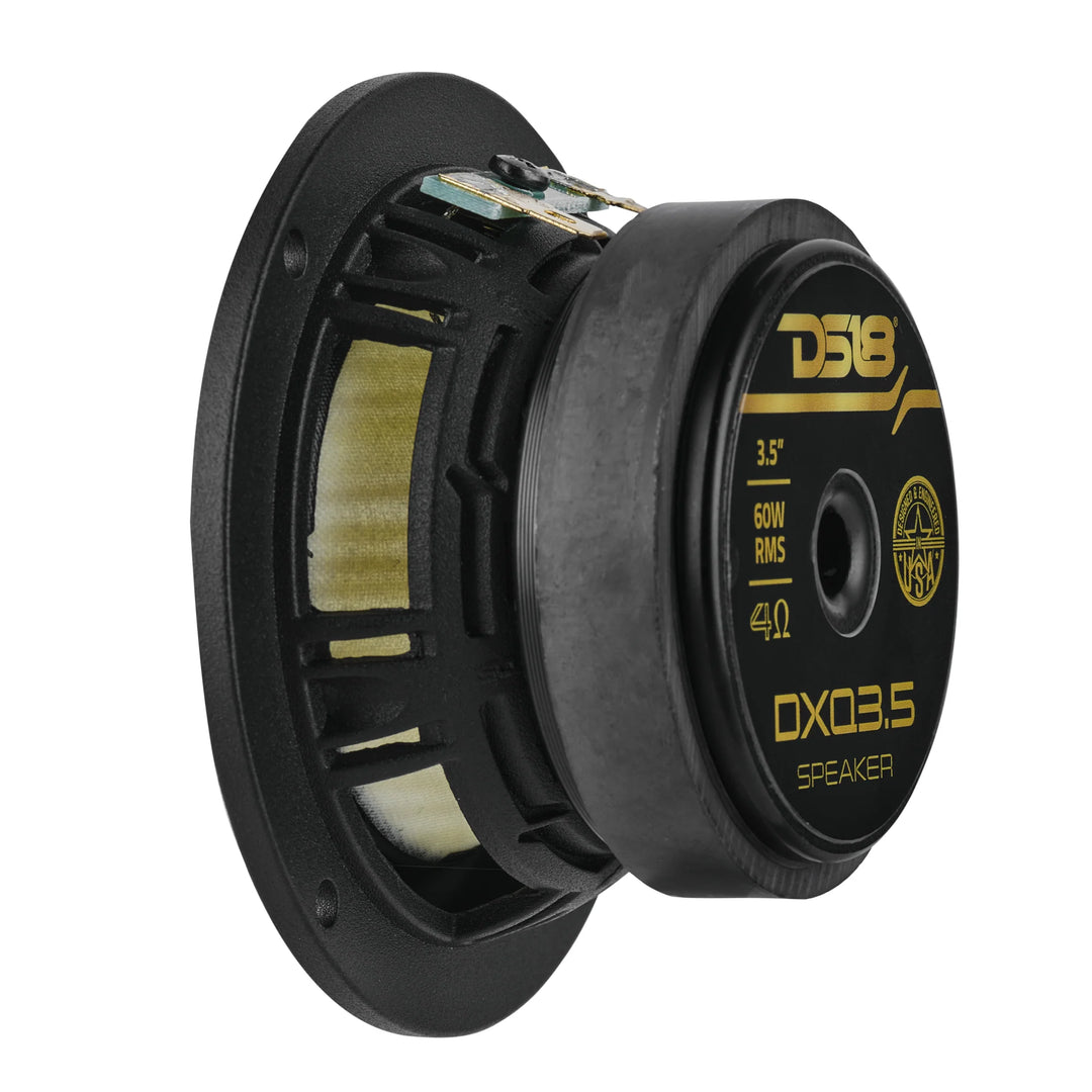 DS18 DXQ 3.5" Mid-Range Speakers with Yellow Straw Cone - 60 Watts Rms 4-ohm