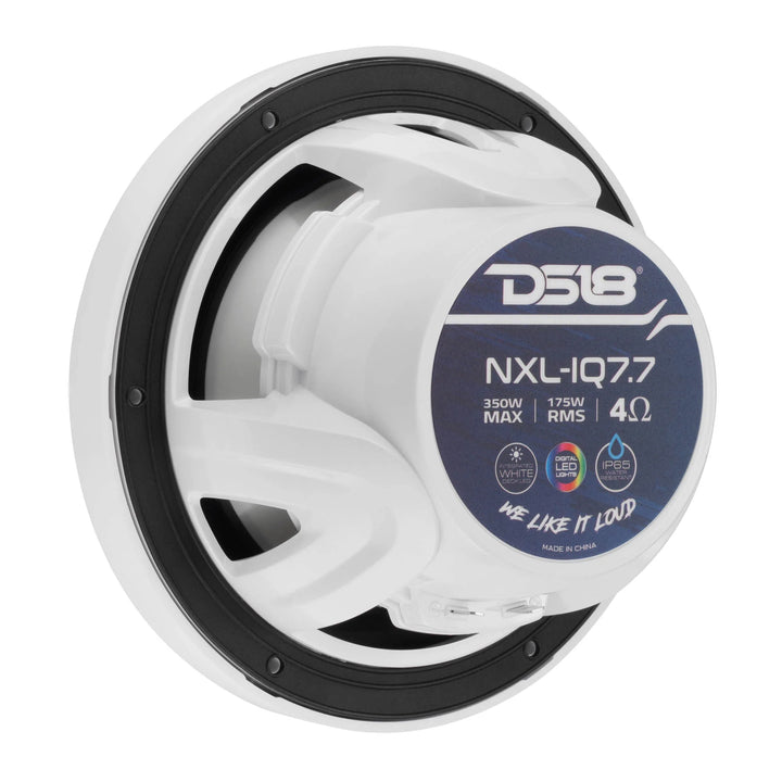 DS18 NXL-IQ7.7/WH 7.7" 2-Way Marine Speakers with LEDs - 175 Watts Rms 4-ohm