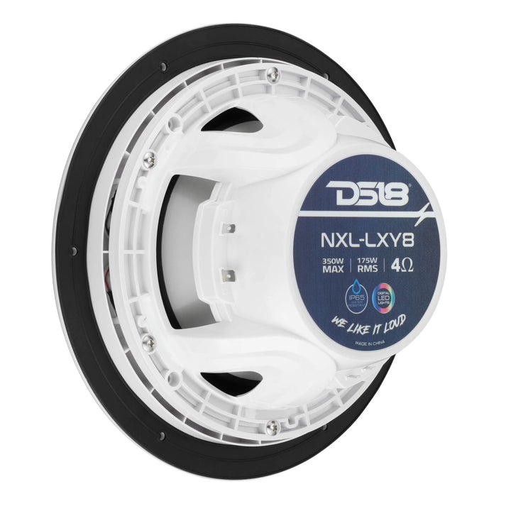 DS18 NXL-LXY8/WH 8" 2-Way Marine Speakers with LEDs - 175 Watts Rms 4-ohm