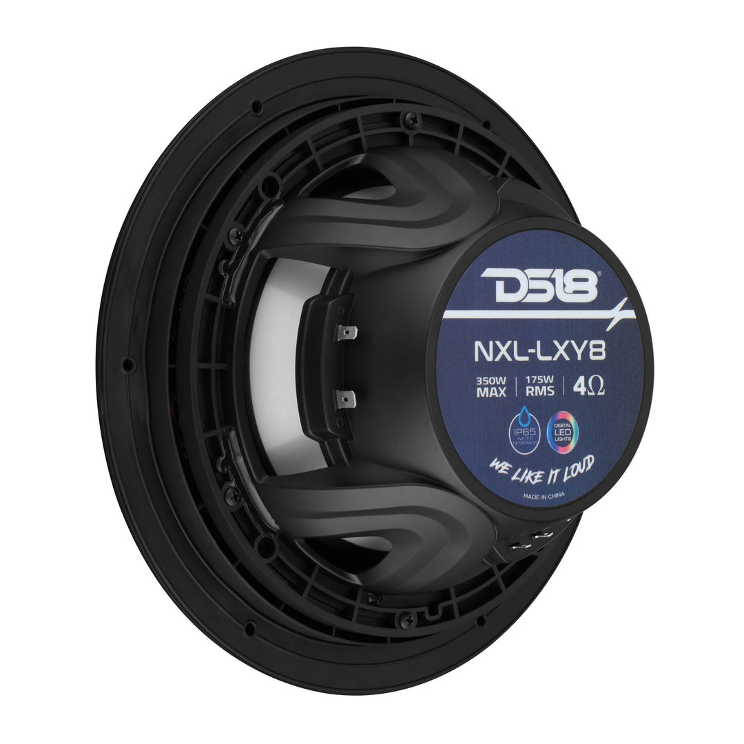DS18 NXL-LXY8/BK 8" 2-Way Marine Speakers with LEDs - 175 Watts Rms 4-ohm