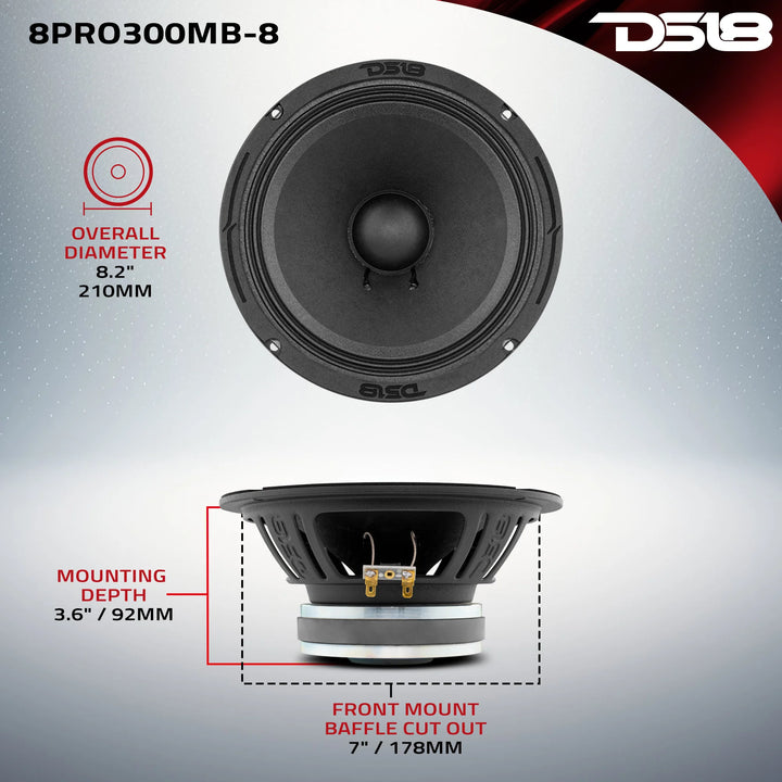 DS18 8PRO300MB-8 8" Mid-Bass Loudspeaker - 150 Watts Rms 8-ohm