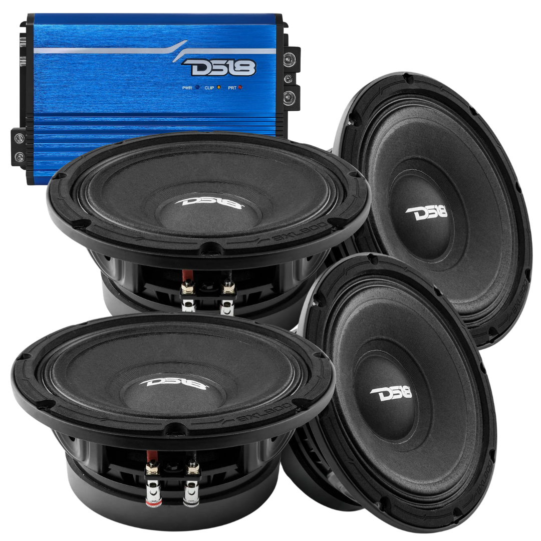 DS18 Package Deal - 4x 8XL800-4 8" Mid-Range Loudspeakers + 1x FRP-2.5K 1-Channel Amplifier