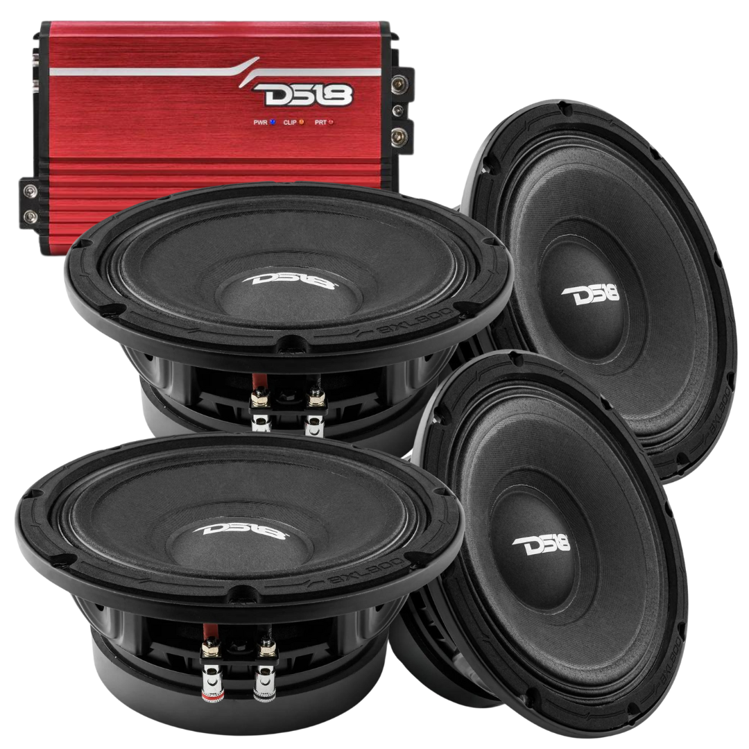 DS18 Package Deal - 4x 8XL800-4 8" Mid-Range Loudspeakers + 1x FRP-2.5K 1-Channel Amplifier