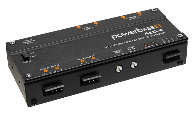 PowerBass ALC-4 Convertidor de salida de línea de 4 canales con encendido automático y perilla de control de nivel remoto con cable