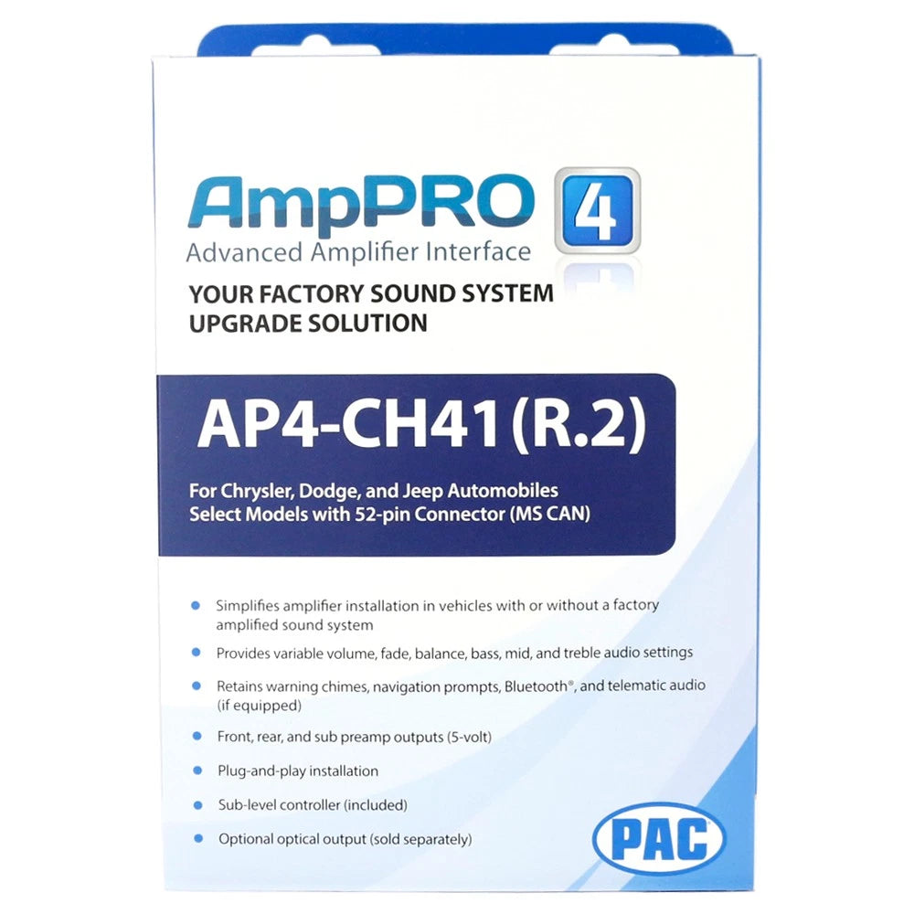 Pac-Audio AP4-CH41 R.2 Amplifier Integration Interface for Select 2015-2023 Chrysler, Dodge or Jeep for Non Amplified and Amplified Systems