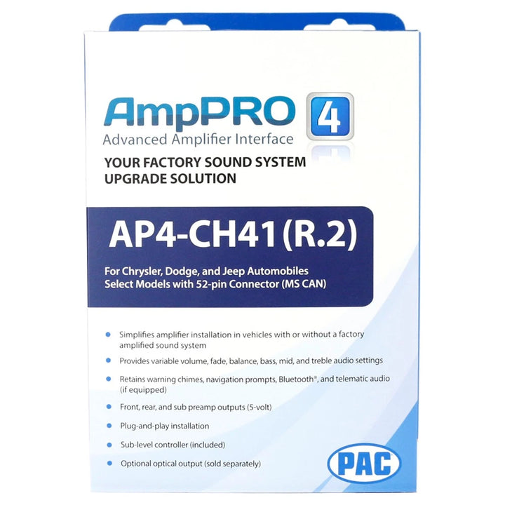 Pac-Audio AP4-CH41 R.2 Amplifier Integration Interface for Select 2015-2023 Chrysler, Dodge or Jeep for Non Amplified and Amplified Systems
