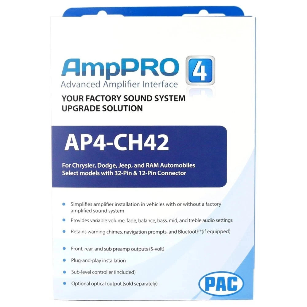 Pac-Audio AP4-CH42 Amplifier Integration Interface for Select 2021-2026 Chrysler, Dodge or Jeep for Non Amplified and Amplified Systems