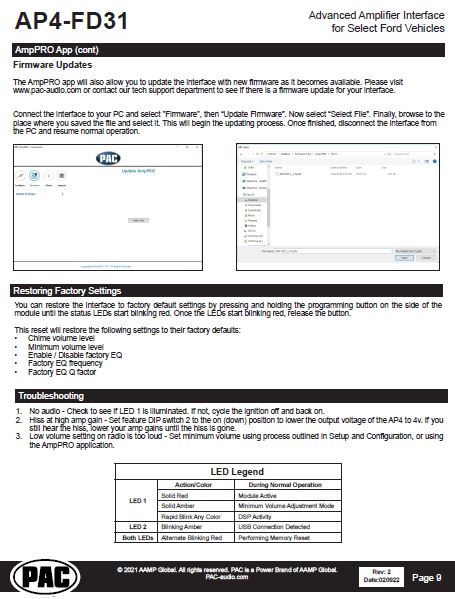 Pac-Audio AP4-FD31 Amplifier Integration Interface for Select 2017-2024 Ford B&O A2B Factory Amp. Systems