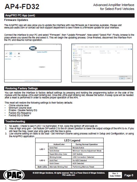 Pac-Audio AP4-FD32 Amplifier Integration Interface for Select 2025+ Ford Vehicles Models with B&O A2B Factory Amplified Systems