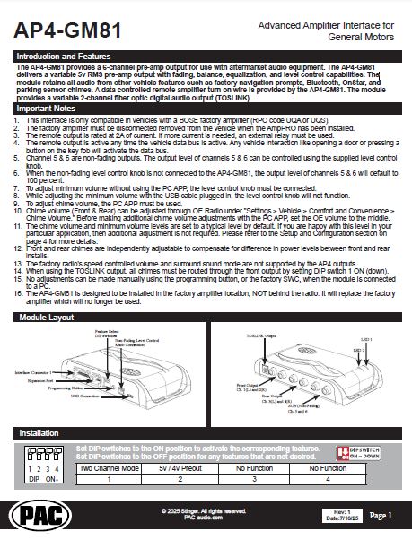 Pac-Audio AP4-GM81 Amplifier Integration Interface for Select 2023-2026 Chevrolet with BOSE A2B Factory Amplified Systems