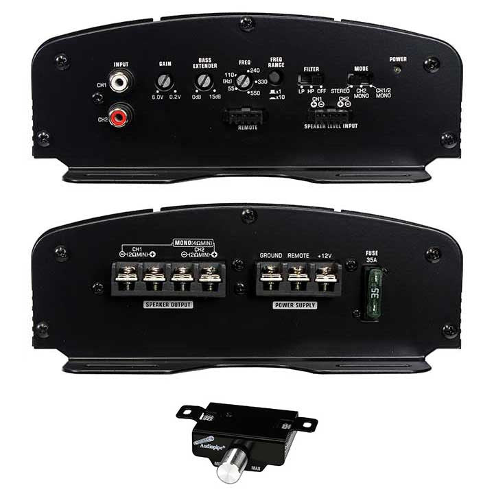 Audiopipe APCLE-2002 2-Channel Class A/B Full-Range Amplifier - 2 x 100 Watts Rms @ 4-ohm