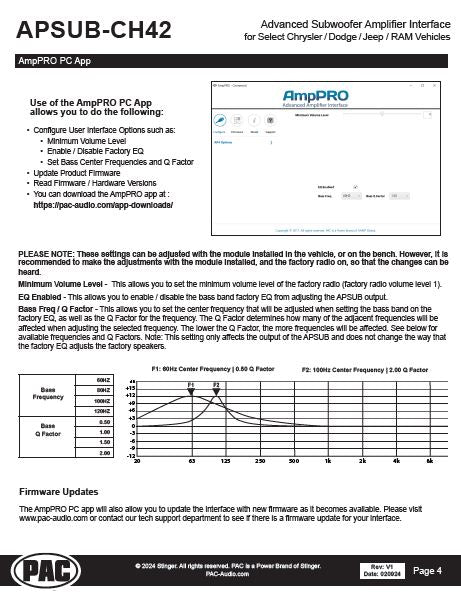 Pac-Audio APSUB-CH42 Subwoofer Amplifier Integration Interface for Select 2021-2026 Chrysler, Dodge or Jeep with Factory Amplified Audio Systems