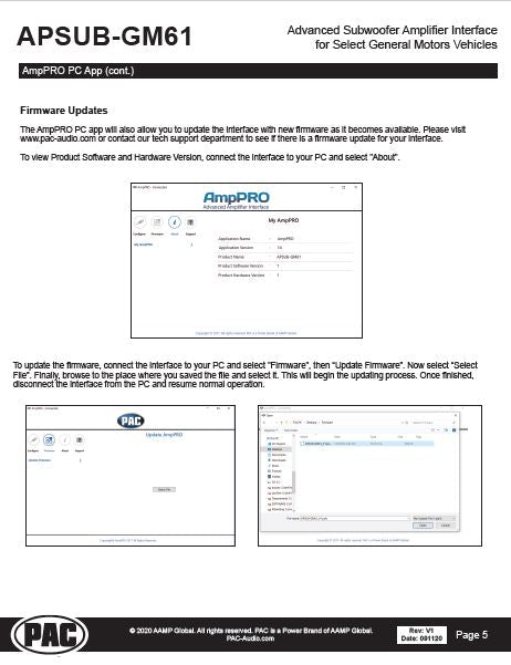 Pac-Audio APSUB-GM61 Subwoofer Amplifier Integration Interface for Select 2014-2019 Chevrolet, GMC or Cadillac with Factory Bose Audio System