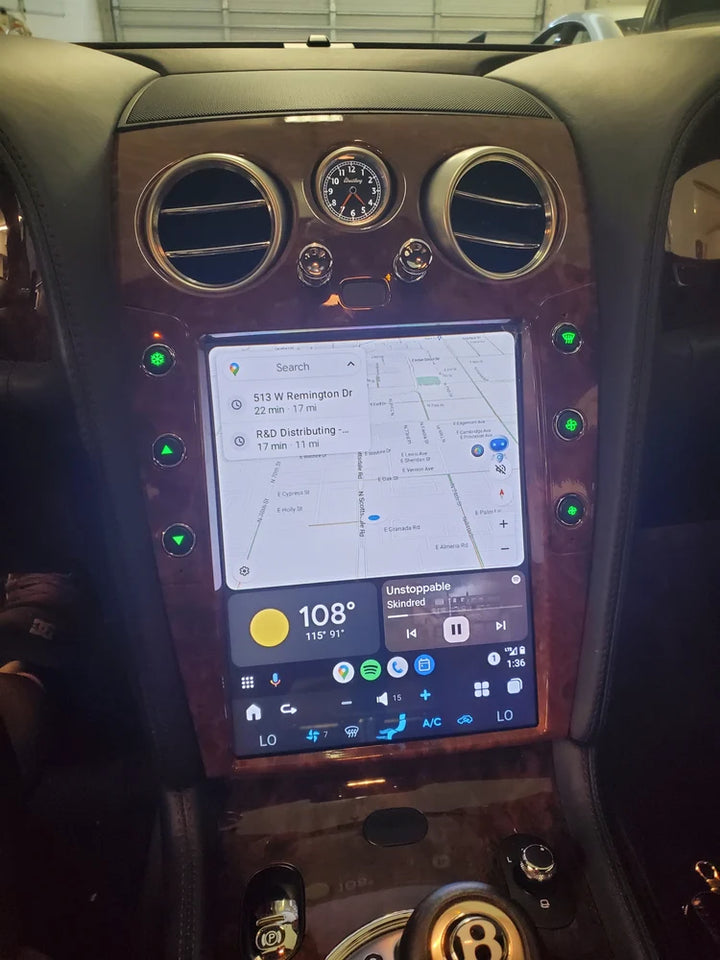 RDVFL BNT-SCREEN-DWG 12.1" Full Touchscreen Radio Upgrade with Dark Wood Grain Bezel - Fits 2004-2018 Bentley Continental