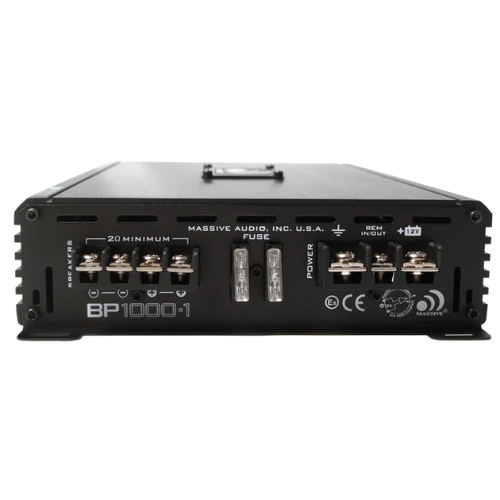 Massive Audio BP1000.1 V2 1-Channel Class AB Full-Range Amplifier - 455 Watts Rms @ 2-ohm