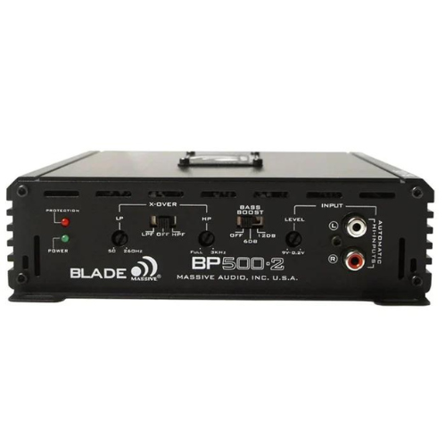 Massive Audio BP500.2 V2 Amplificador de rango completo Clase AB de 2 canales - 2 x 80 vatios Rms a 4 ohmios
