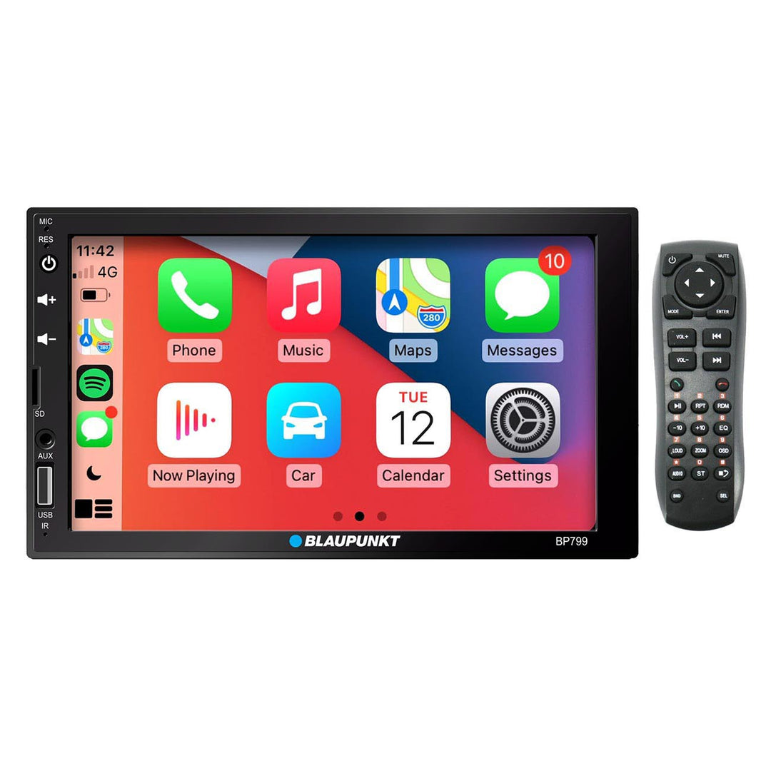 Blaupunkt BP799 Double-Din Head Unit with 7" Touchscreen - Wired Apple CarPlay / Android Auto and Bluetooth