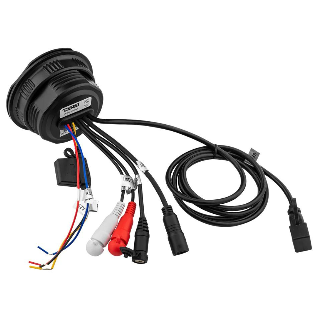 DS18 BTRCRMIC Receptor de transmisión de audio Bluetooth de grado marino con controles y micrófono estilo CB con cable