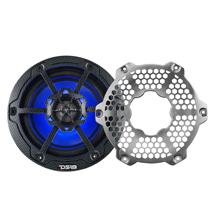 DS18 CF-65M 6.5" 2-Way Marine Speakers with LEDs - 100 Watts Rms 4-ohm