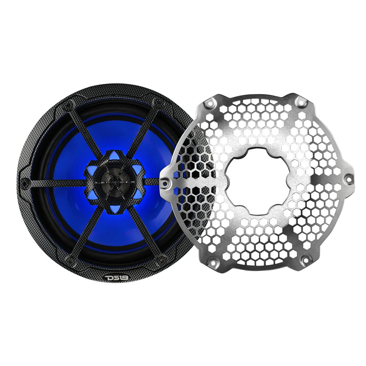 DS18 CF-8M 8" 2-Way Marine Speakers with LEDs - 125 Watts Rms 4-ohm