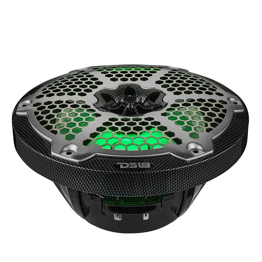 DS18 CF-8M 8" 2-Way Marine Speakers with LEDs - 125 Watts Rms 4-ohm