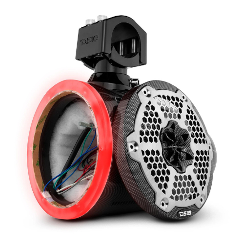DS18 CF-X6TP.NS 6.5" Empty Carbon Fiber Tower Speaker Pod with Protective Grill and RGB LED Lights