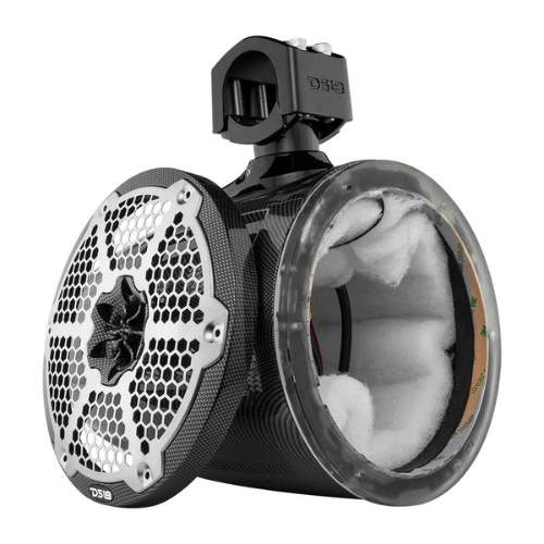 DS18 CF-X8TP.NS Empty 8" Carbon Fiber Tower Speaker Pod with Protective Grill and RGB LED Lights