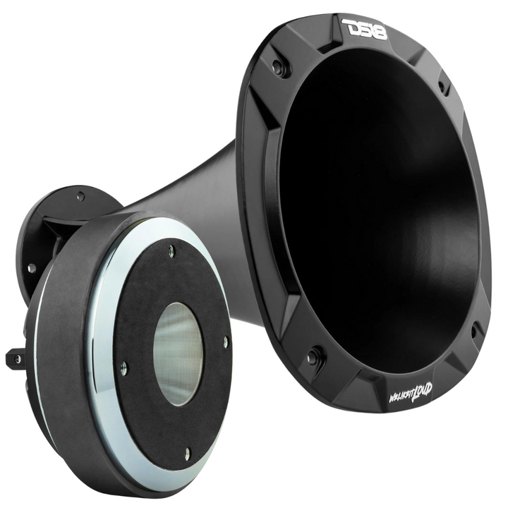 DS18 D225PY Compression Driver with 2.5" Polyimide Voice Coil and Black Aluminum Trumpet Horn - 360 Watts Rms 8-ohm