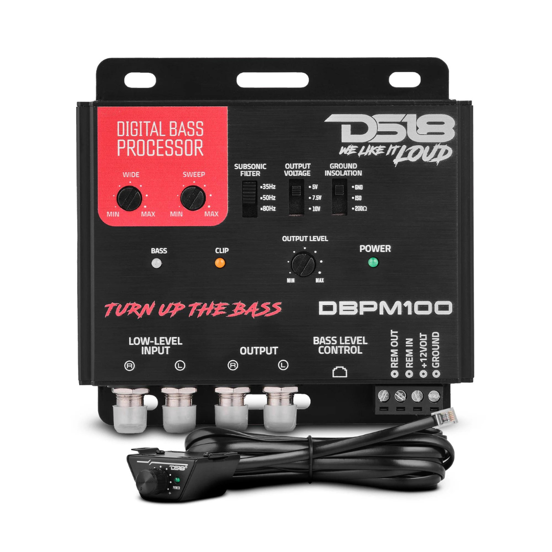 DS18 DBPM100 Procesador de restauración de graves digital de 2 canales con luz de clip y control remoto con cable
