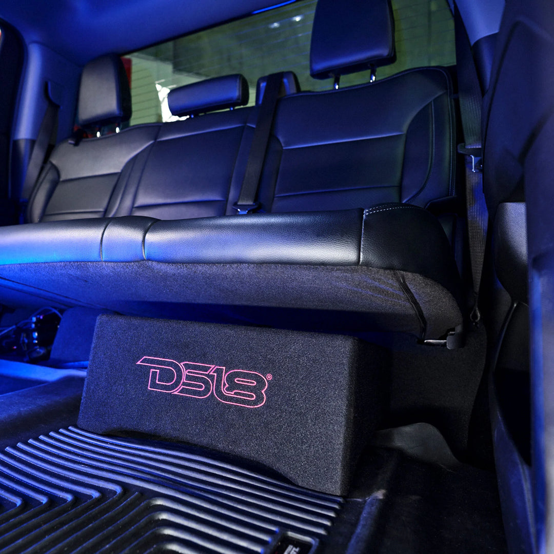 DS18 Loaded Under Seat Down Fire Enclosure with 10” Shallow Subwoofer - 600 Watts Rms Dual 4-ohm