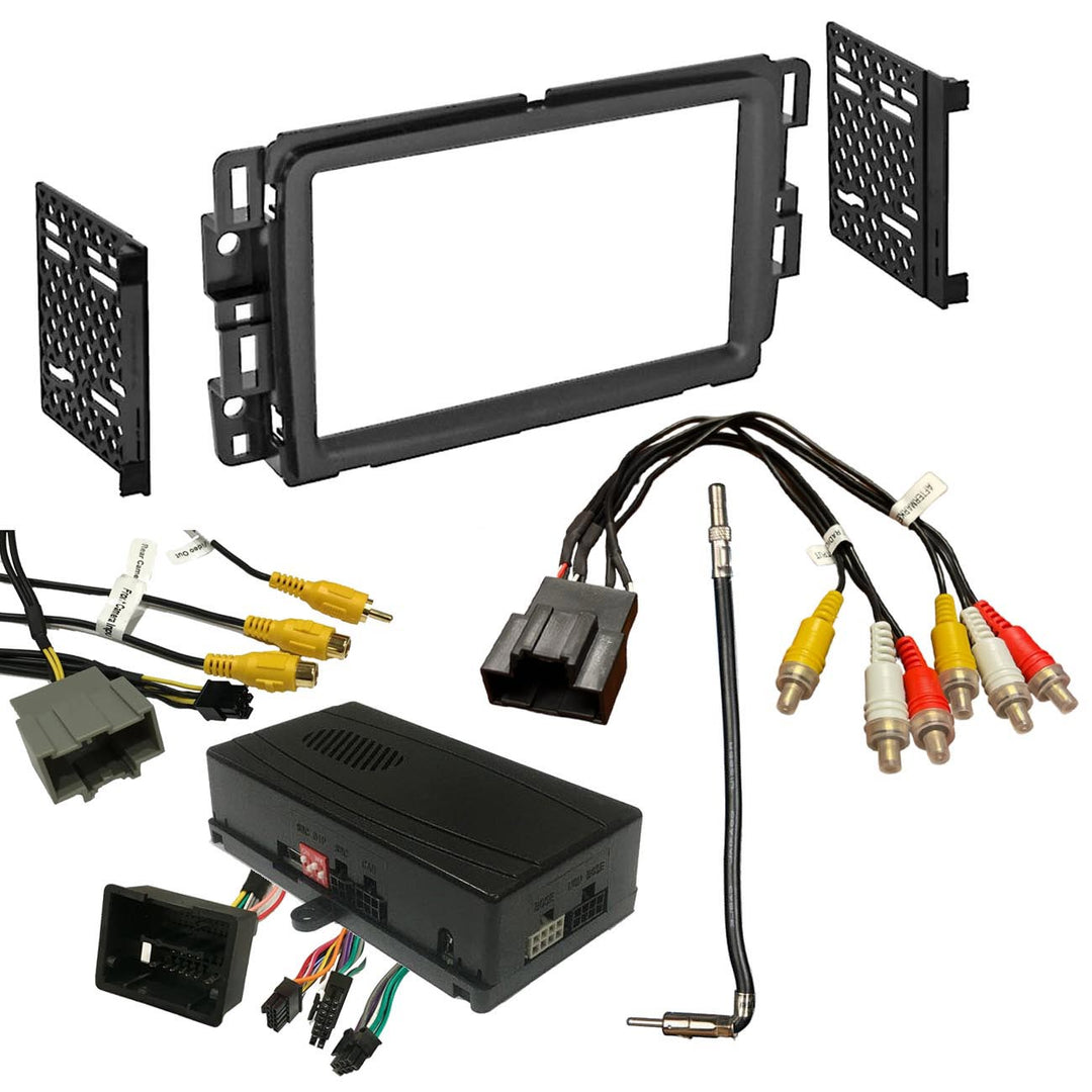 CRUX DKGM-16W OnStar Radio Replacement interface with SWC Retention, Video Switcher & Double Din Dash Kit - Fits 2006–2017 Select GM LAN-29 Bit Vehicles