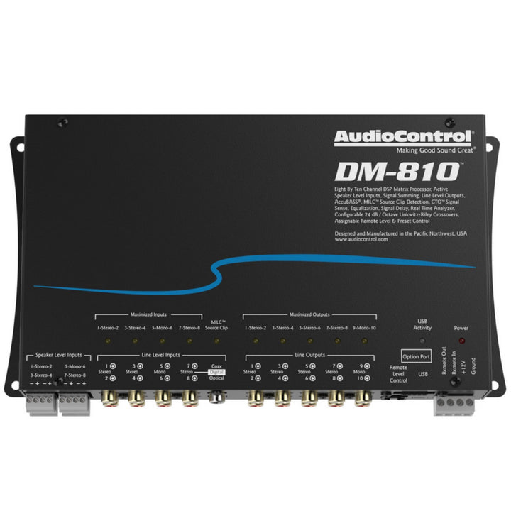 AudioControl DM-810 Procesador de Sonido Digital de 10 Canales con 8 Entradas Rca